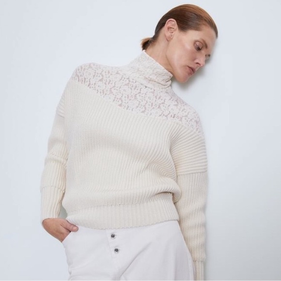 Zara lace knit sweater, size M NWT - Picture 2 of 11